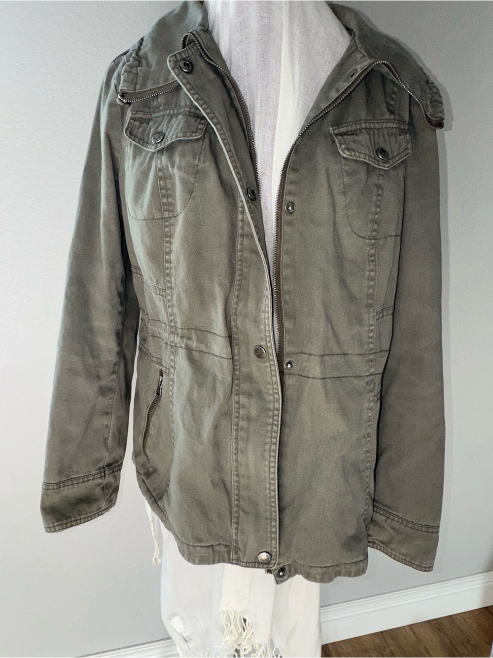 Olive Green Military Field Utility Jacket,Grunge, Indie, Vintage,minimalist, L